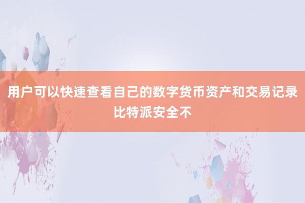 用户可以快速查看自己的数字货币资产和交易记录比特派安全不