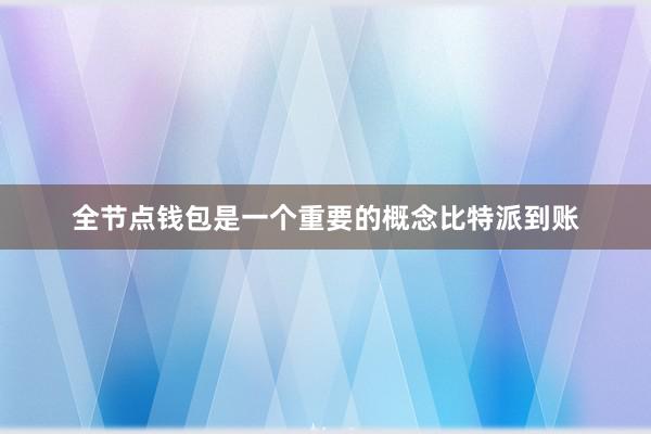 全节点钱包是一个重要的概念比特派到账