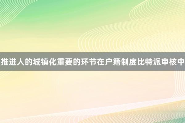 推进人的城镇化重要的环节在户籍制度比特派审核中