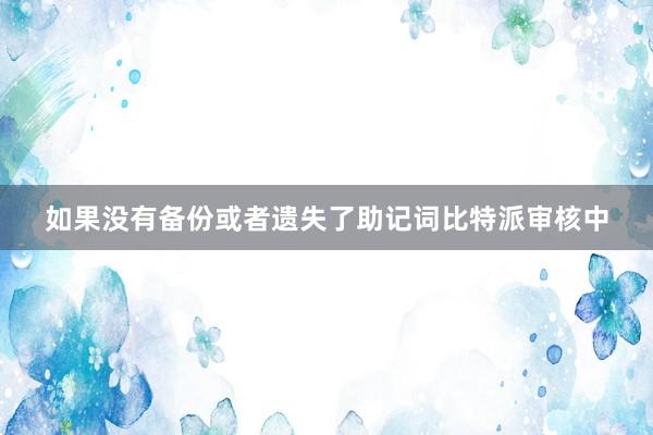 如果没有备份或者遗失了助记词比特派审核中