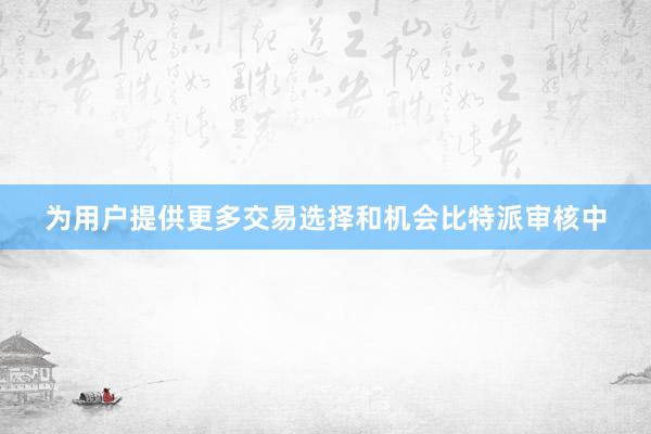 为用户提供更多交易选择和机会比特派审核中