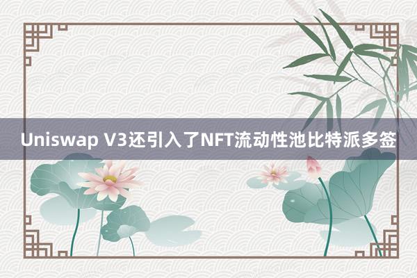 Uniswap V3还引入了NFT流动性池比特派多签