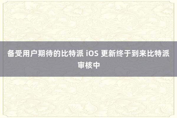 备受用户期待的比特派 iOS 更新终于到来比特派审核中