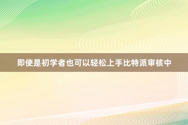 即使是初学者也可以轻松上手比特派审核中