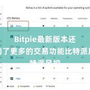 Bitpie最新版本还增加了更多的交易功能比特派风控