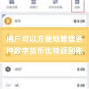 用户可以方便地管理各种数字货币比特派到账